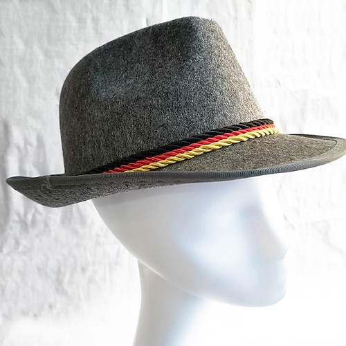 Herren Fedora-Hut Oktoberfesthut Dunkelgrün Braun Stoff Feder Mode Lässig Straße Täglich Farbblock Sonnenschutz Atmungsaktiv Image