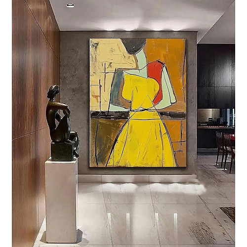 handgefertigtes Ölgemälde auf Leinwand, Wandkunst, Dekoration, abstrakte Figuren von Picasso für die Inneneinrichtung, aufgespannter Rahmen, hängendes Gemälde/gerolltes rahmenloses, ungedehntes Image
