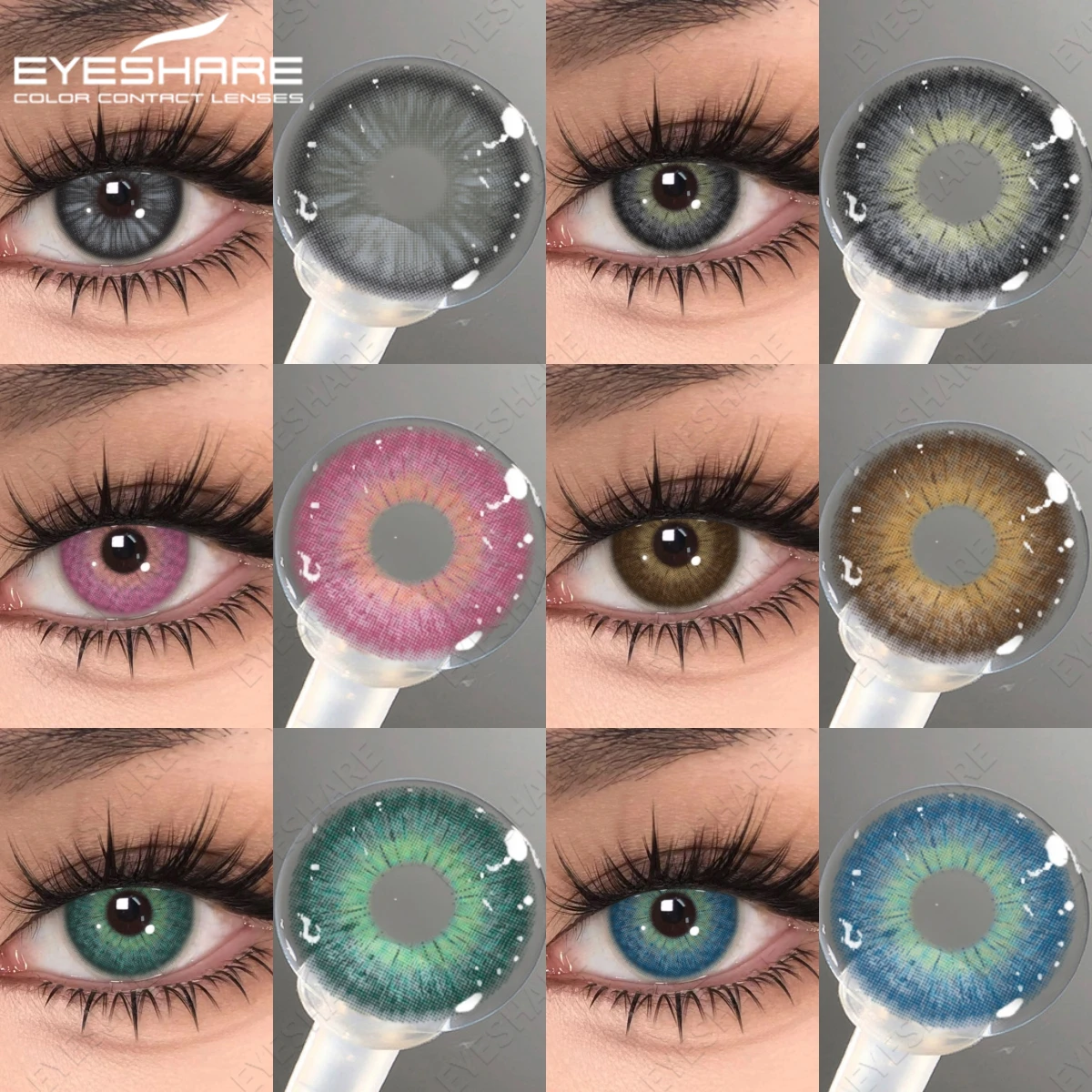 EYESHARE Neue farbige Kontaktlinsen, 1 Paar modische blaue Augenlinsen, graue Pupillen, hochwertige braune Linsen, grüne Augen, Kontakte Image