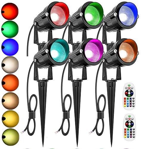 Spotlights Außen-LED-Spotlichter für den Garten RGB-Farbwechsel Landschaftslichter wasserdichtes Spotlight mit Stecker Fernbedienung für Hausgartenweg Baumdekoration für Halloween