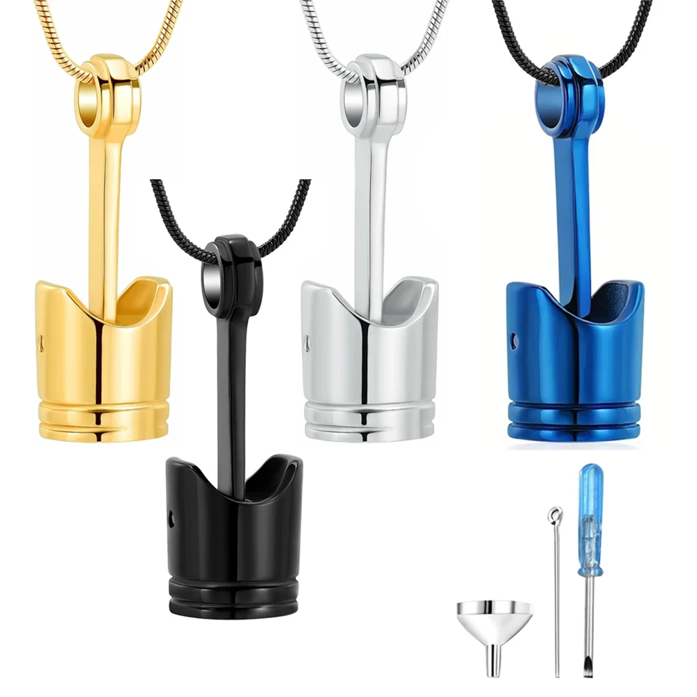 Autoteile Feuerbestattung Schmuck Kolben Urne Halskette Urne für Männer Kolben Asche Andenken Gedenkschmuck Edelstahl Anhänger Juwel Image