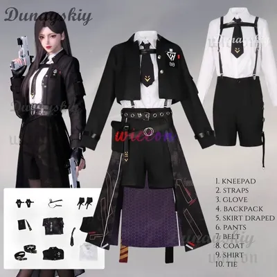 Heldinnen Cosplay Kostüm Liebe und Deepspace Nightbreaker Schatten Kleid Perücke Battle Black Outfit Uniform Halloween Party Frauen Mädchen Image