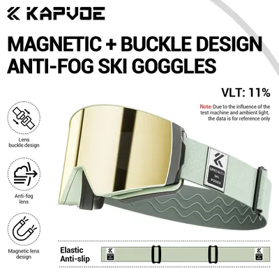 KAPVOE Neue Ski Snowboard Maske Goggle Männer UV400 Schutz Schnee Frauen Gläser Magnetische Anziehung Anti-Fog Ski Brille Erwachsene