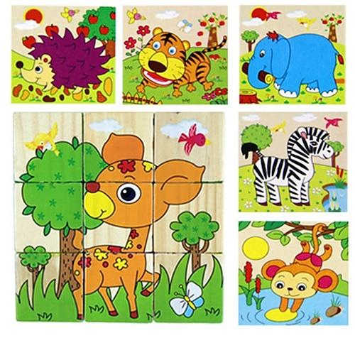 3D-Puzzle aus Holz Puzzle für Kindergeburtstagsgeschenke Kindergarten-Puzzlespielzeug 3D-Baustein aus Holz sechsseitiges Gemälde