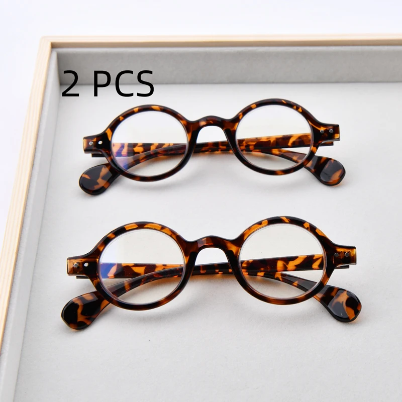 2PCS Anzug Mode Runde Lesebrille Anti-Blau Licht Frauen Männer Computer Presbyopie Hyperopie Lesen Brillen + 1,0 + 1,5 + 2,0 + 2 Image