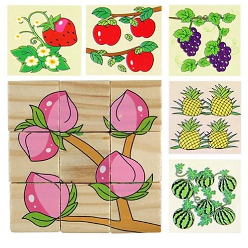 3D-Puzzle aus Holz Puzzle für Kindergeburtstagsgeschenke Kindergarten-Puzzlespielzeug 3D-Baustein aus Holz sechsseitiges Gemälde