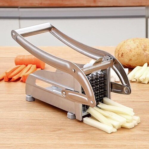 Pommes-Frites-Kartoffelchips-Schneider, multifunktionaler Gemüsehobel aus Edelstahl für die Küche zu Hause, einfaches Streifenschneidewerkzeug für Kartoffeln, Gurken und anderes Gemüse, bequeme Verwendung