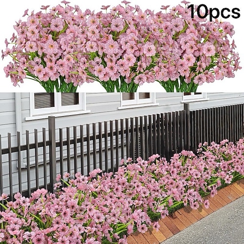 10 UV-beständige künstliche Orchideenbündel, Kunstblumen aus Kunststoff für den Garten, die Veranda, das Fenster und als Dekoration für das Haus, perfekt für Ostern, Oktoberfest, Día de los Muertos, Image