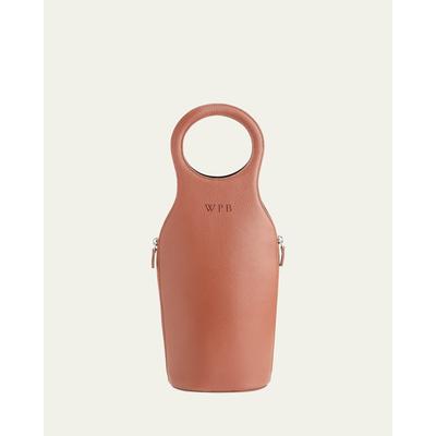 ROYCE New York Monogrammed Leather Wine Champagne Bottle Carrying Case