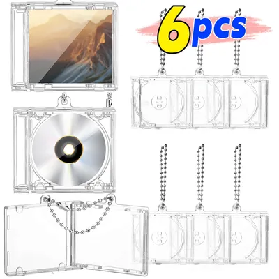 1-6pcs Blank Album Mini CD Case Keychain CD Player Keyring Peripheral Commemorative Album Key Holder for DIY Backpack Pendant
