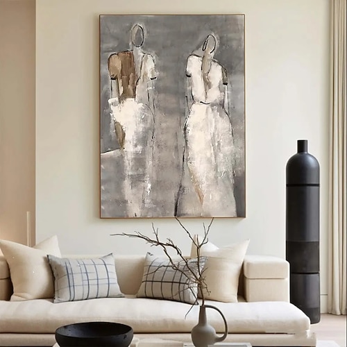 handgefertigtes Ölgemälde auf Leinwand, Wandkunst, Dekoration, einfache abstrakte Tanzfigur für die Inneneinrichtung, gespannter Rahmen, hängendes Gemälde/gerolltes rahmenloses, ungedehntes Gemälde Image