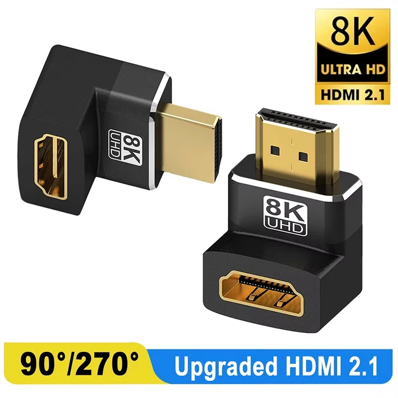 HDMI 2.1 Adapter HDMI Stecker auf Buchse 90 Grad 270 Grad 8K@60HZ 4K@120HZ 48Gpbs HDR Video für HDTV Projektor PS4 PS5 Laptop PC Image