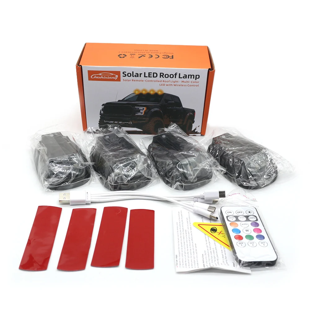 Telecomando per barra luminosa stroboscopica a LED ad energia solare RGB 1/2/4x, luce pilota anti-collisione per montaggio sul tetto per SUV per camion auto