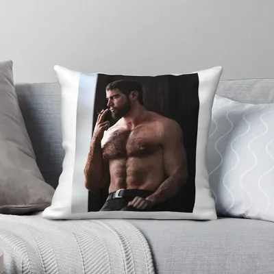 Chris Redfield Smoking Square Kissenbezug, Polyester, Leinen, Samt, kreativer Reißverschluss, Dekokissenbezug, Heimkissenbezug, 45 x 45 cm Image