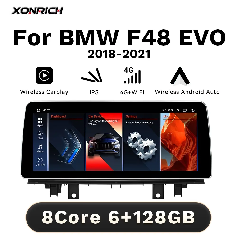XONRICH Wireless CarPlay 12.3 "IPS Lettore Multimediale Android 14 Autoradio Per BMW X1 F48 X2 F39 2018-2021 EVO DSP GPS 6GB + 128GB