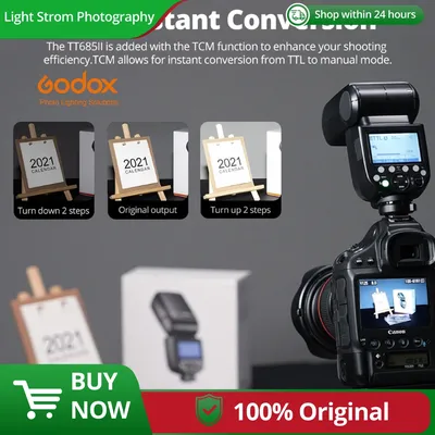 Godox TT685II TTL HSS Camera Flash Speedlite TT685II-C Built-in 2.4G Wireless X System for Canon Nikon Sony Fuji Olympus Camera