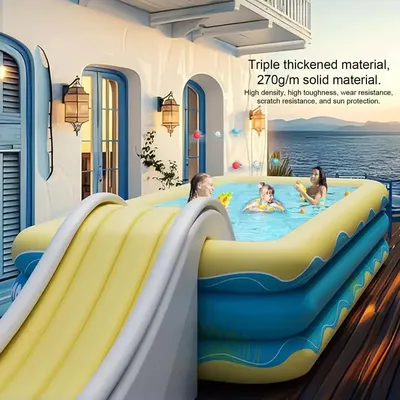 Pool Slide Two-Way Inflatable Water Slide Into Pool PVC Pool Equipment Play Center Pool Slide For Inground Pool Backyard