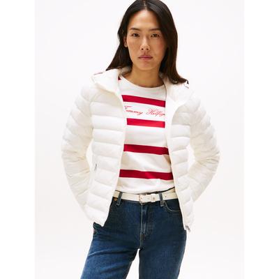 Steppjacke TOMMY HILFIGER "UL DOWN REG HOODED JACKET", Damen, Gr. L (40), ivory silk, Web, Obermaterial: 100% Polyamid, unifarben, casual, regular fit, hoch geschlossener Ausschnitt, Langarm, Jacken Image
