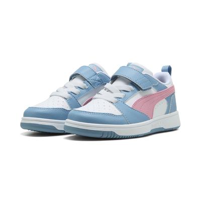 Sneaker PUMA "REBOUND V6 LO AC+ PS", Gr. 32, puma weiß, poised pink, cool blau, Synthetik, mehrfarbig, sportlich, Schuhe Image