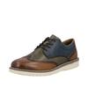Schnürschuh RIEKER, Herren, Gr. 45, cognac, khaki, blau, Glattleder, mehrfarbig, Lyralochung, casual, Schuhe, Schnürschuh, Business-Schnürer in bequemer Form