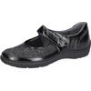 Riemchenballerina WALDLÄUFER "HENNI-Soft", Damen, Gr. 5,5 (38,5), schwarz, Lackleder, Textil, glänzend, klassisch, Schuhe, Klettschuh, Komfortschuh, Bequemschuh, Weite H, mit Orthotritt