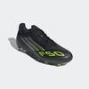 Fußballschuh ADIDAS PERFORMANCE "F50 PRO FIRM GROUND BOOTS", Gr. 42,5, schwarz (core schwarz, iron metallic, lucid lemon), Synthetik, Textil, sportlich, Schuhe, geeignet für Rasenplätze