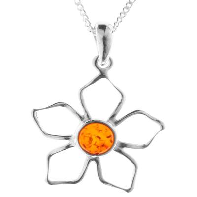 Kette mit Anhänger OSTSEE-SCHMUCK "Ostsee-Schmuck Kette mit Anhänger Blüte Kette mit Anhänger Blüte" Gr. 42, silber (silberfarben), Halsketten, Damen, 42cm, Silber 925 (Sterlingsilber), L: 42cm Image
