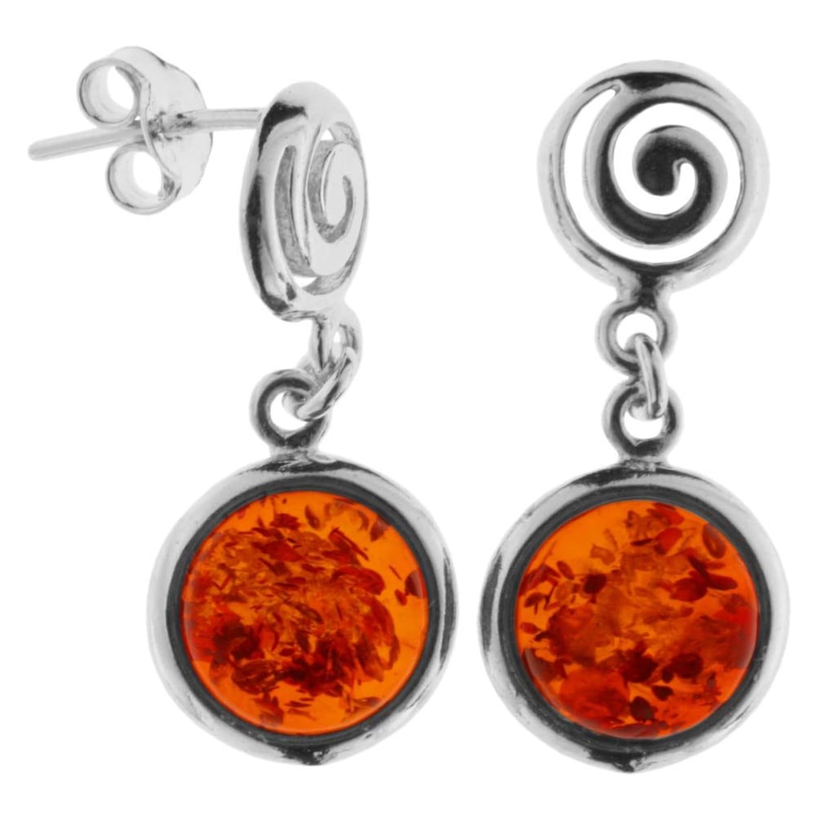 Paar Ohrhänger OSTSEE-SCHMUCK "Ostsee-Schmuck Ohrhänger Spirale Ohrhänger Spirale", weiß, Ohrringe, Damen, 29 x 12mm, Silber 925 (Sterlingsilber)