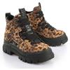 Schnürboots BUFFALO "ASPHA NC MID", Damen, Gr. 39, braun (braun, leo), Velourslederimitat, modisch, Schuhe, Trendboots, Stiefelette, Plateauboots im Leo-Look