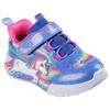 Sneaker SKECHERS "UNICORN CHASER", Kinder, Gr. 26, bunt (blau, multifarben), Textil, kontrastfarbene Details, animal-print, Glitzer, casual, Schuhe, Klettschuh mit blinkendem Einhorn, Größenschablone zum Download