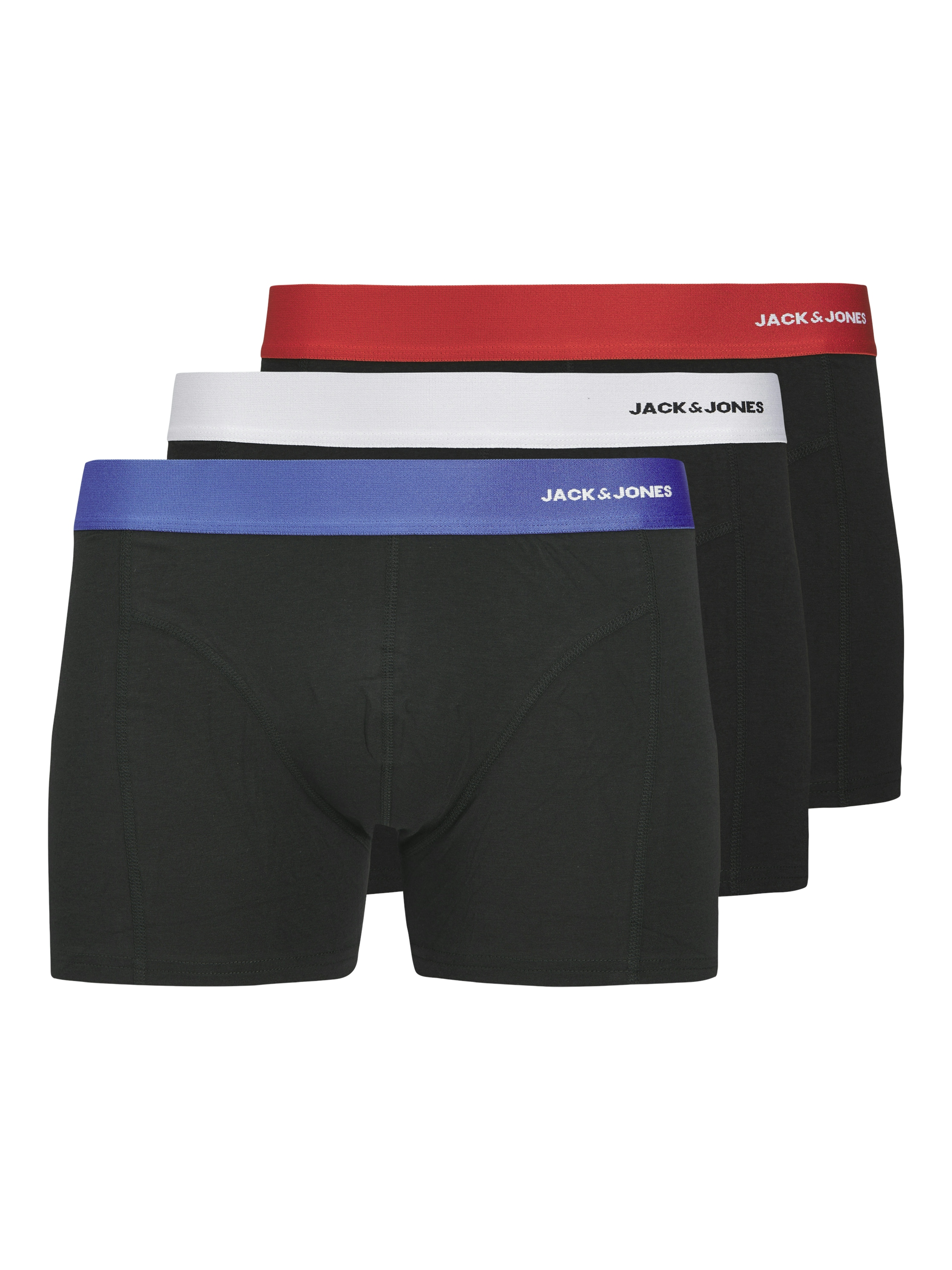 Trunk JACK & JONES "JACNYJAH BAMBOO TRUNKS 3 PACK SN", Herren, Gr. XXL, schwarz (schwarz pack:schwarz, schwarz (colourot wb)), Jersey, Obermaterial: 65% Viskose, 30% Baumwolle, 5% Elasthan, unifarben, bequem, Unterhosen Image