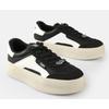 Plateausneaker BUFFALO "CAJO", Damen, Gr. 37, schwarz-weiß (schwarz, weiß), Lederimitat, sportlich, Schuhe, Schnürschuh, Halbschuh, Retro-Sneaker, Freizeitschuh zum Schnüren