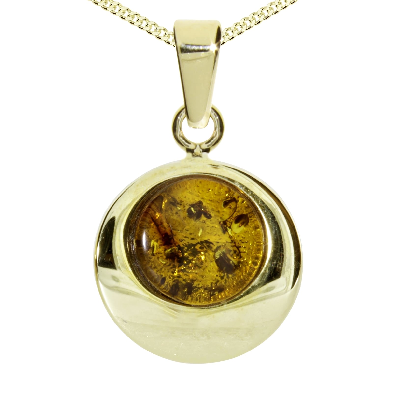 Kette mit Anhänger OSTSEE-SCHMUCK "Ostsee-Schmuck Kette mit Anhänger Alina 12 mm" Gr. 45, gold, Halsketten, Damen, 45cm, Silber 925 (Sterlingsilber), L: 42