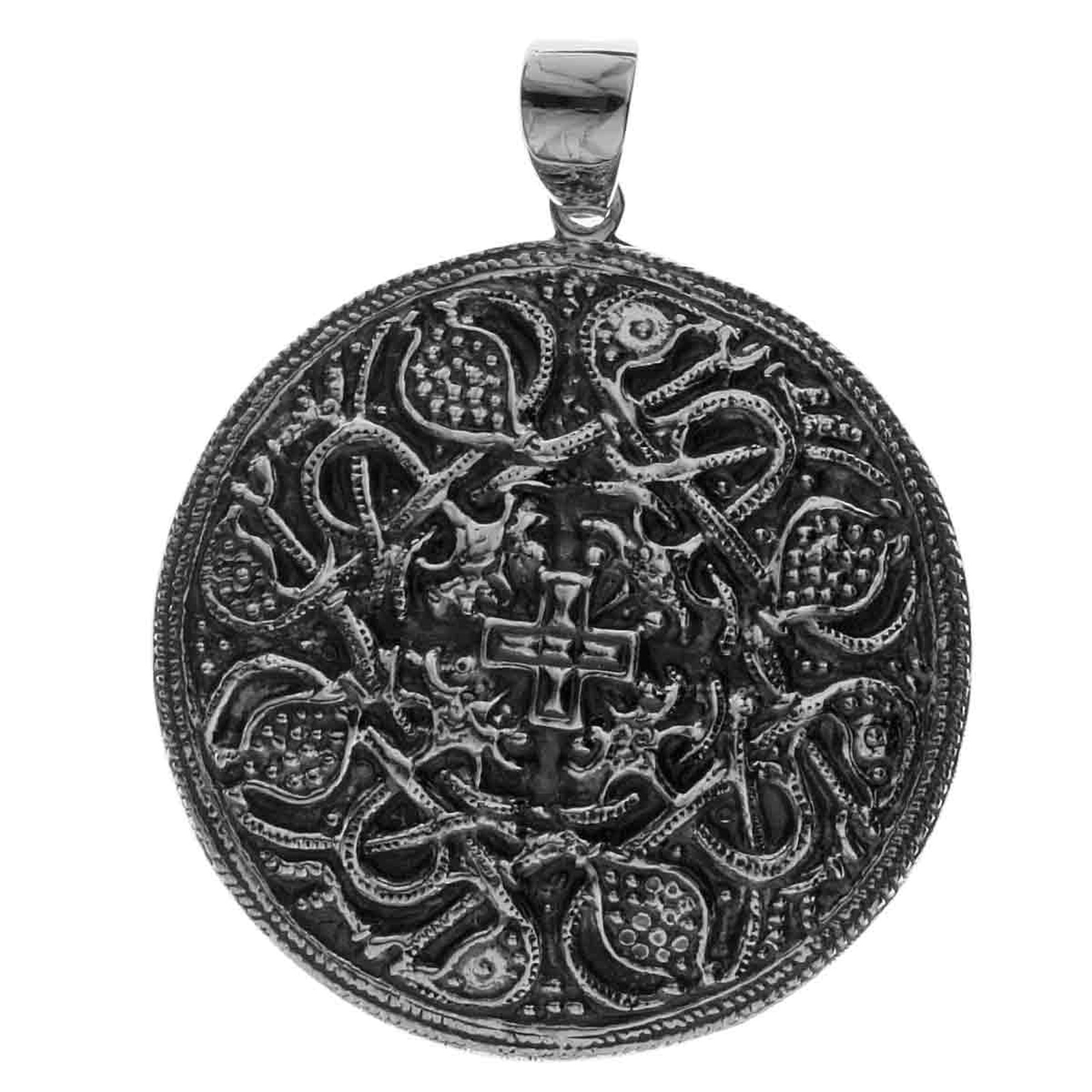 Kettenanhänger OSTSEE-SCHMUCK "Ostsee-Schmuck Anhänger Hiddensee 40 mm rund", weiß, Schmuckanhänger, Damen, 51 x 40mm, Silber 925 (Sterlingsilber), 19,8 g Image