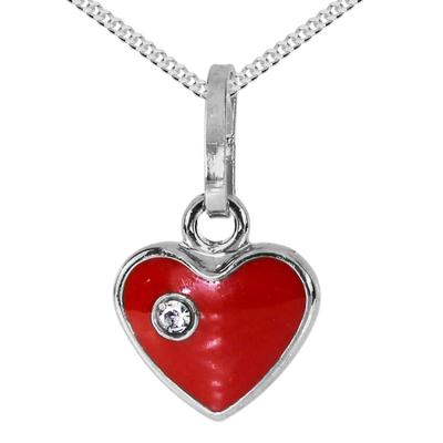 Kette mit Anhänger OSTSEE-SCHMUCK "Ostsee-Schmuck Kette mit Anhänger kleines Herz" Gr. 42, rot, Halsketten, Damen, 42cm, Silber 925 (Sterlingsilber), L: 40cm Image