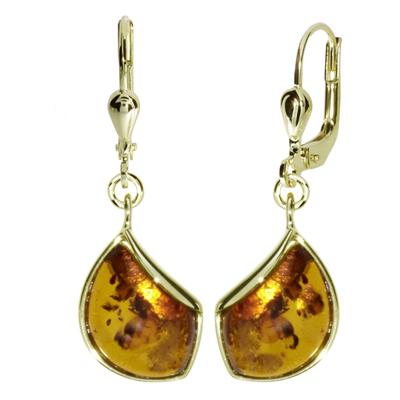 Paar Ohrhänger OSTSEE-SCHMUCK "Ostsee-Schmuck Ohrhänger Jula Ohrhänger Jula", gelb, Ohrringe, Damen, 32 x 11mm, Gelbgold 333 Image