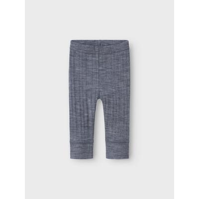 Leggings NAME IT "NBMWANG WOOL NEEDLE LONGJOHN SOLID NOOS", Baby, Gr. 86, N-Gr, folkstone gray, Strick, Rippstrick, Obermaterial: 100% Wolle, unifarben, casual, regular fit knöchellang, Hosen, aus reiner Merinowolle Image