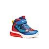 Sneaker GEOX "J CIBERDRON BOY Blinkschuh", Kinder, Gr. 30, blau (blau, rot), Synthetik, Mesh, sportlich, Schuhe, Schnürboots, Blinkschuh mit cooler Blinkfunktion