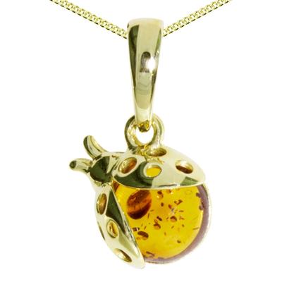 Kette mit Anhänger OSTSEE-SCHMUCK "Ostsee-Schmuck Kette mit Anhänger Marienkäfer" Gr. 45, gold (goldfarben), Halsketten, Damen, 45cm, Gelbgold 333, L: 42cm Image