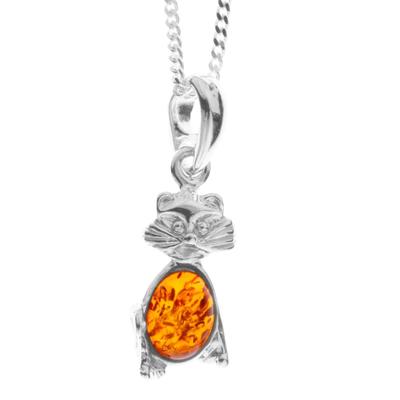 Kette mit Anhänger OSTSEE-SCHMUCK "Ostsee-Schmuck Kette mit Anhänger Katze Kette mit Anhänger Katze" Gr. 40, silber (silberfarben), Halsketten, Damen, 40cm, Silber 925 (Sterlingsilber), L: 40cm Image