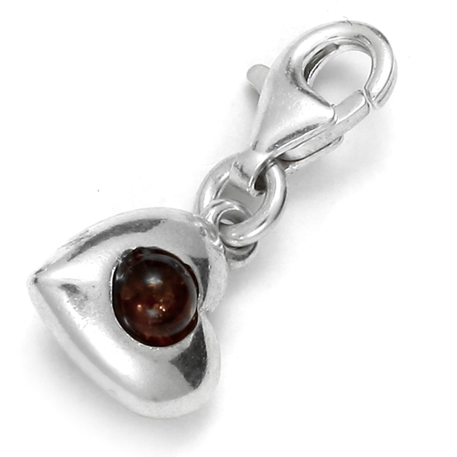 Kettenanhänger OSTSEE-SCHMUCK "Ostsee-Schmuck Charm-Einhänger Herz Charm-Einhänger Herz", weiß, Schmuckanhänger, Damen, 21 x 9mm, Silber 925 (Sterlingsilber), 1,9 g, Kettenanhänger