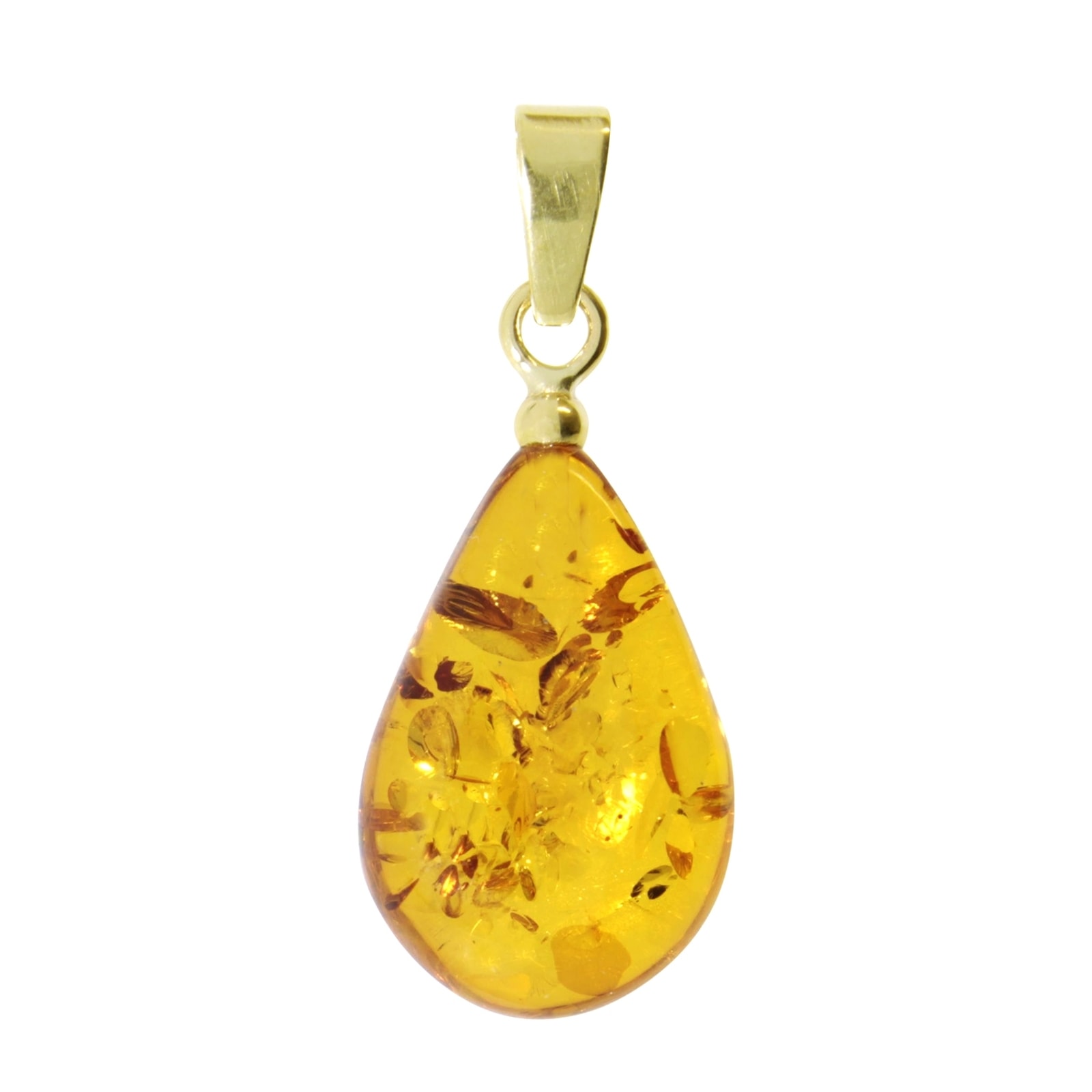 Kettenanhänger OSTSEE-SCHMUCK "Ostsee-Schmuck Anhänger", gelb, Schmuckanhänger, Damen, 27 x 11mm, Bernstein, 1,1 g, Kettenanhänger