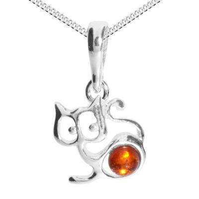 Kette mit Anhänger OSTSEE-SCHMUCK "Ostsee-Schmuck Kette mit Anhänger Katze Kette mit Anhänger Katze" Gr. 42, silber (silberfarben), Halsketten, Damen, 42cm, Silber 925 (Sterlingsilber), L: 40cm Image
