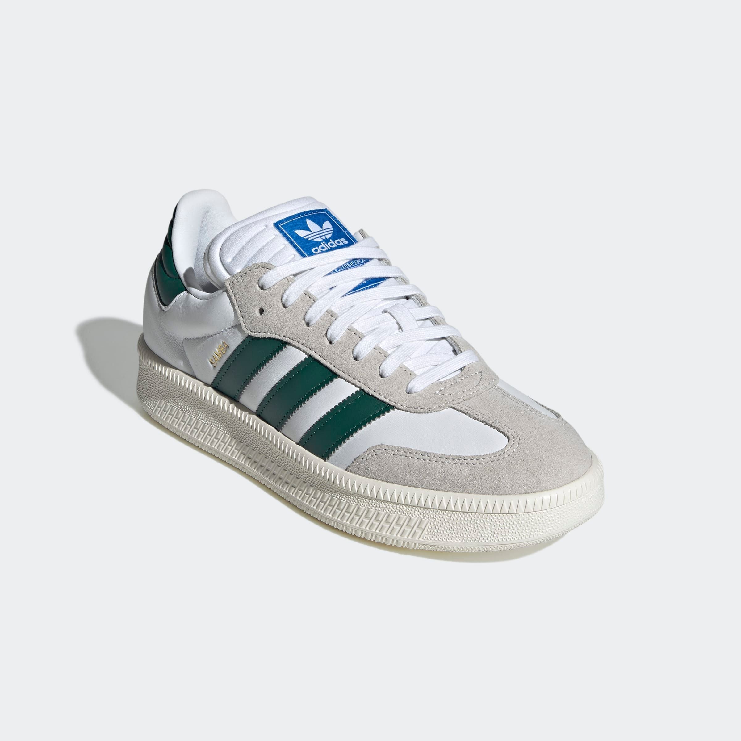 Sneaker ADIDAS ORIGINALS "SAMBA XLG", Gr. 39, weiß (cloud weiß, collegiate grün, sanftes weiß), Leder, Sportlich, Schuhe, mit erhöhter Sohle und gepolsterter Zunge