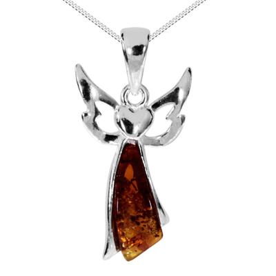 Kette mit Anhänger OSTSEE-SCHMUCK "Ostsee-Schmuck Kette mit Anhänger Engel Kette mit Anhänger Engel" Gr. 45, silber (silberfarben), Halsketten, Damen, 45cm, Silber 925 (Sterlingsilber), L: 42cm Image