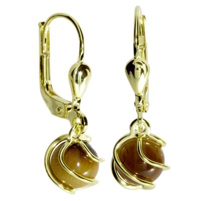 Paar Ohrhänger OSTSEE-SCHMUCK "Ostsee-Schmuck Ohrhänger Goldkäfig Ohrhänger Goldkäfig", gelb, Ohrringe, Damen, 23 x 8mm, Gelbgold 333 Image
