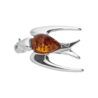 Brosche OSTSEE-SCHMUCK "Ostsee-Schmuck Brosche Schwalbe Brosche Schwalbe", weiß, Broschen, Damen, Silber 925 (Sterlingsilber)