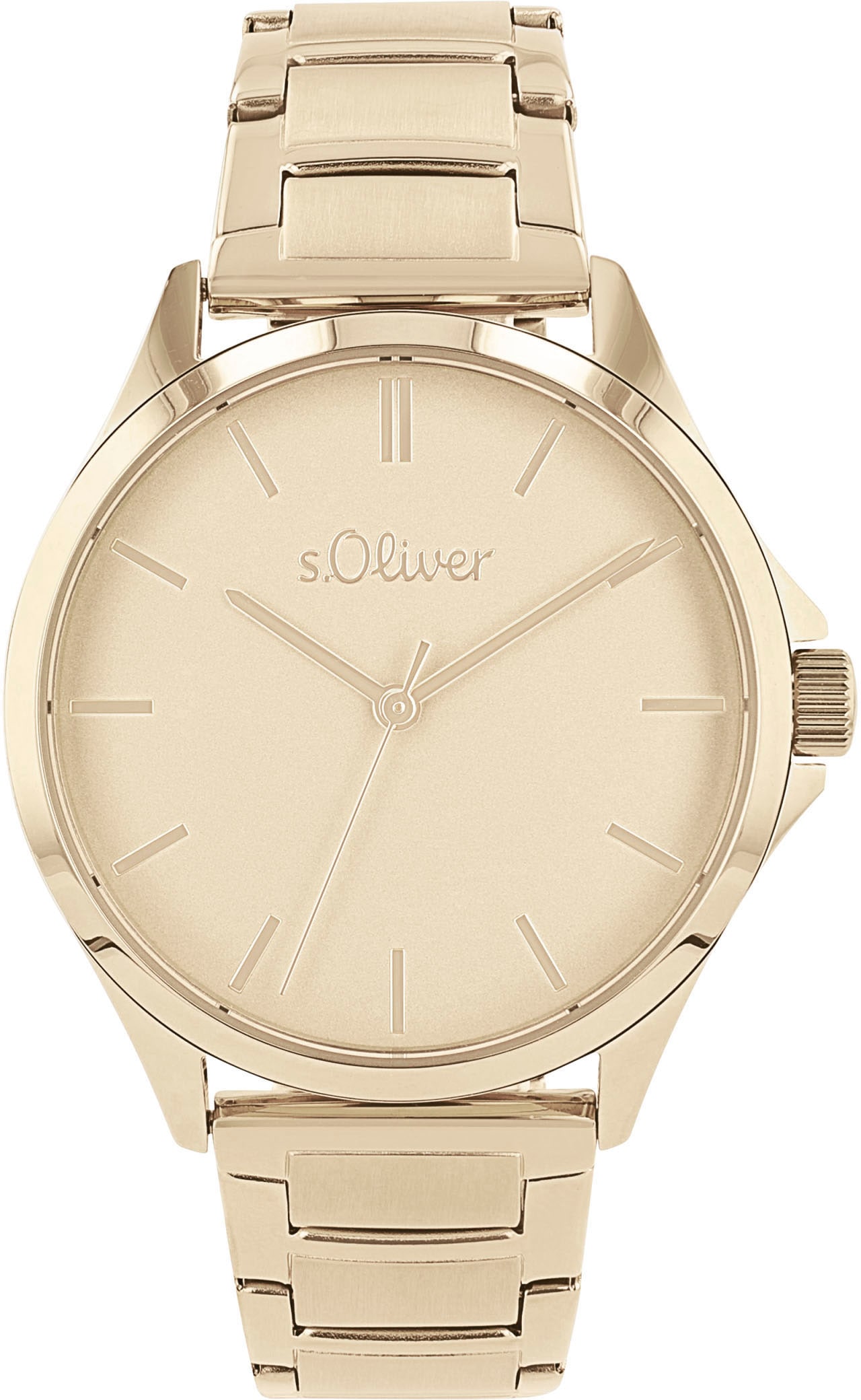 Quarzuhr S.OLIVER, gold (goldfarben), Armbanduhren, Damen, Quarzuhr, Armbanduhr, Damenuhr, Edelstahlarmband, analog