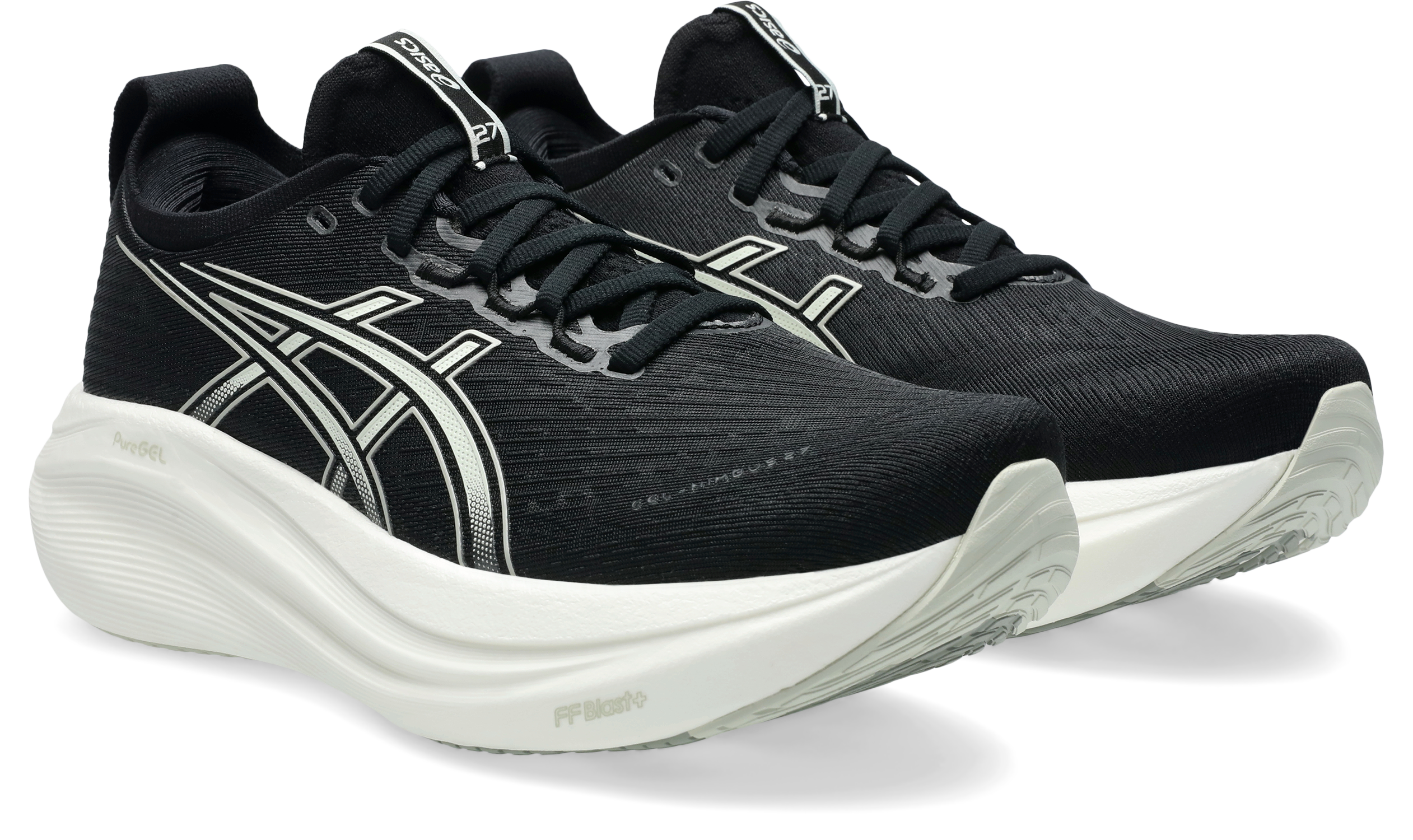 Laufschuh ASICS "GEL-NIMBUS 27", Damen, Gr. 40, schwarz (schwarz, lake grau), Textil, Schuhe Laufschuh