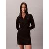 Minikleid CALVIN KLEIN JEANS "LS MONOLOGO RIB POLO MINI DRESS", Damen, Gr. M (40), N-Gr, schwarz, Rippware, Obermaterial: 95% Baumwolle, 5% Elasthan, unifarben, feminin, figurbetont mini, V-Ausschnitt, Langarm eingesetzt abgesteppte Kante, Kleider,...